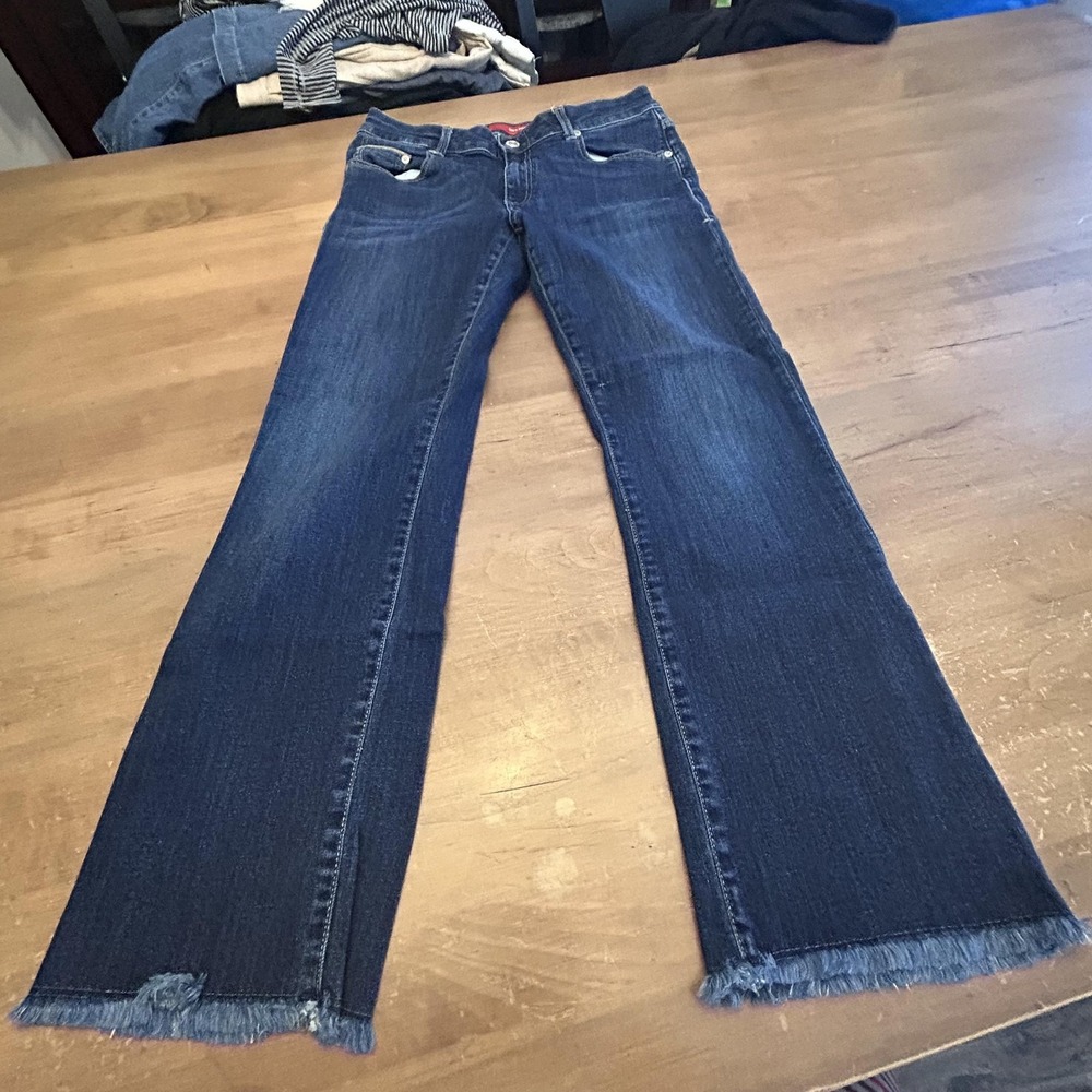 Care Label Jeans Womens Medium Blue Cigar Bell Crop 124‎ Flare Denim Made Italy